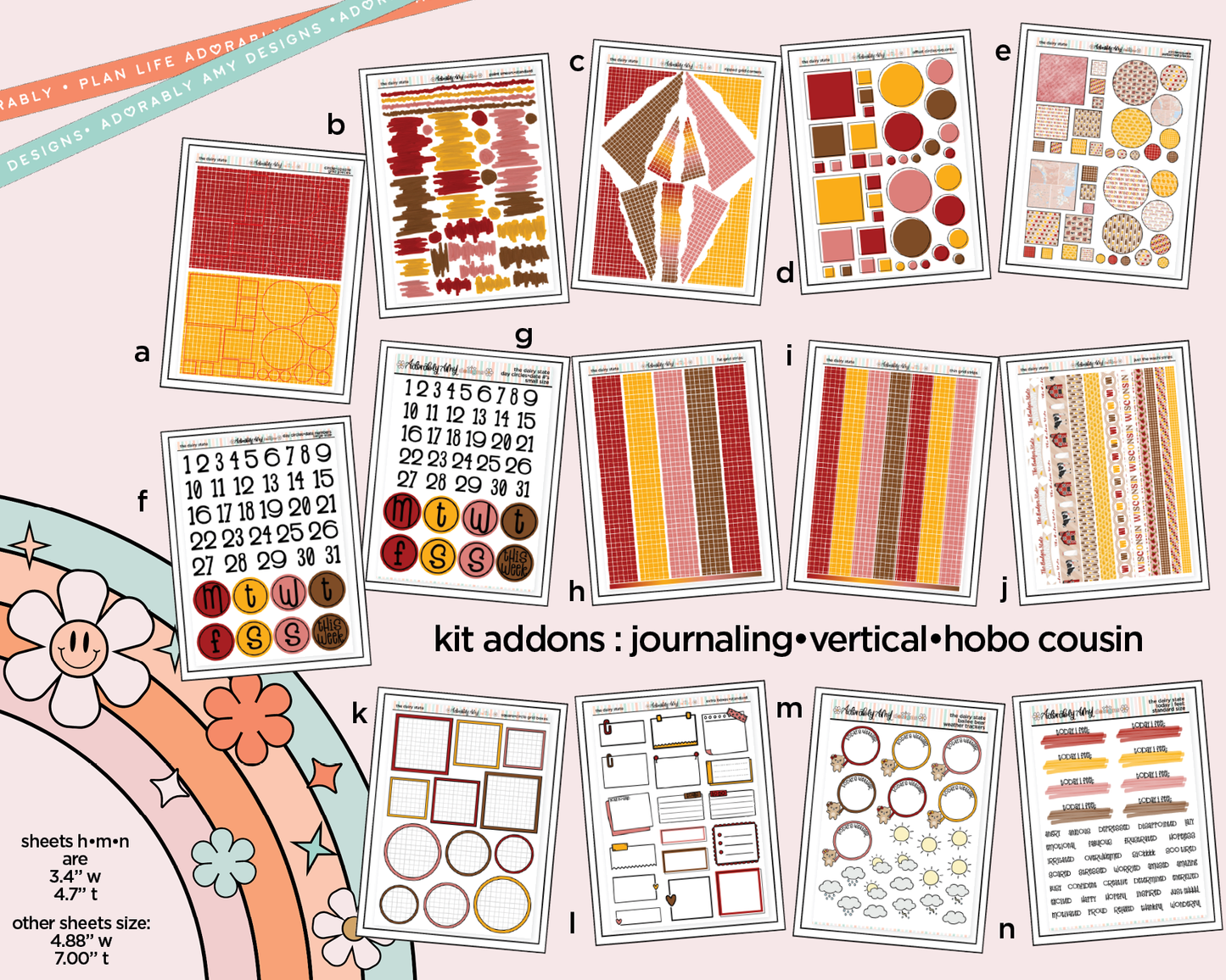States Collection - The Dairy State Wisconsin Weekly Kit Addons - All Sizes - Strips, Smears and More! - Adorably Amy Designs