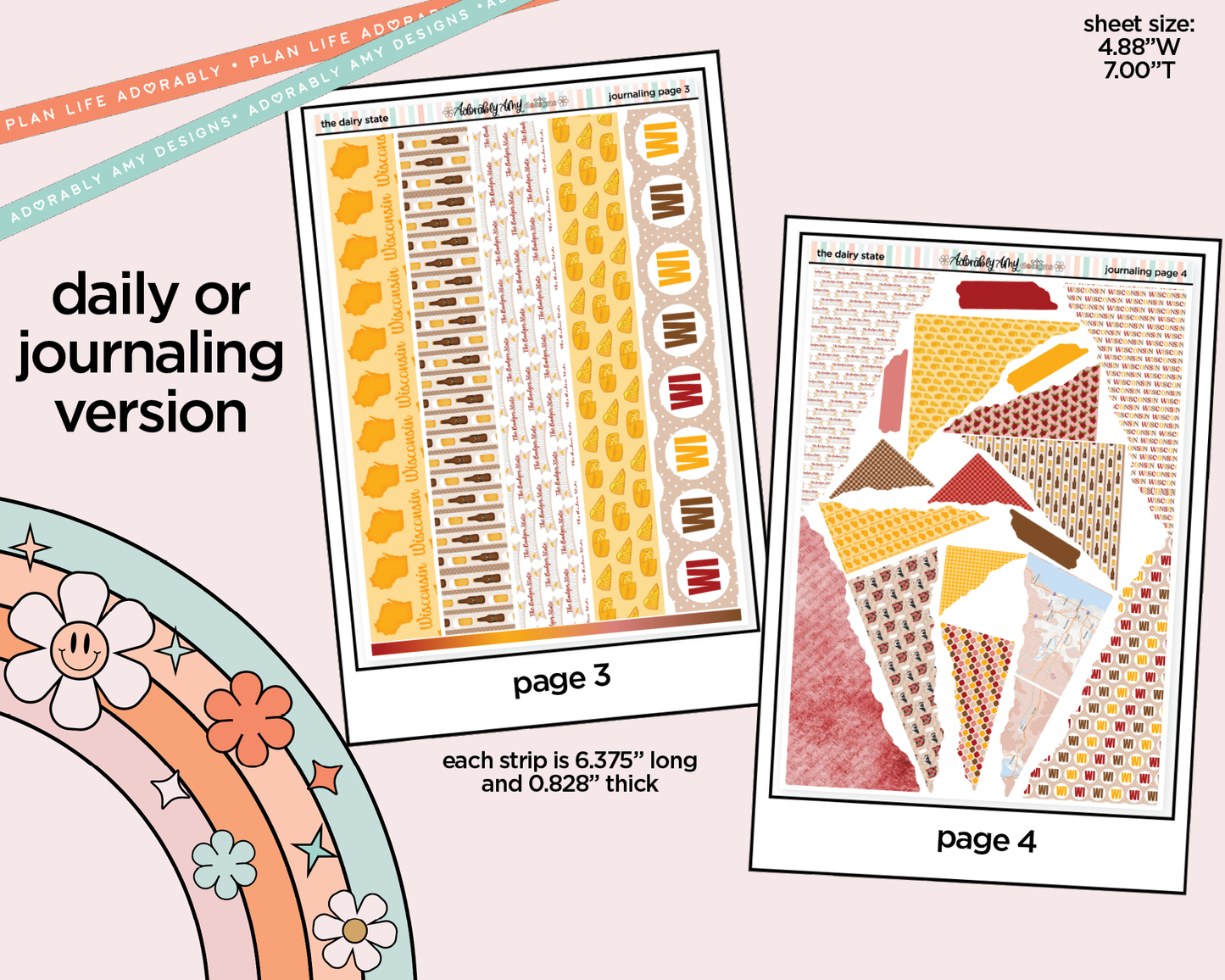 Journaling and Daily Planning States Collection - The Dairy State Wisconsin Planner Sticker Kit - Adorably Amy Designs