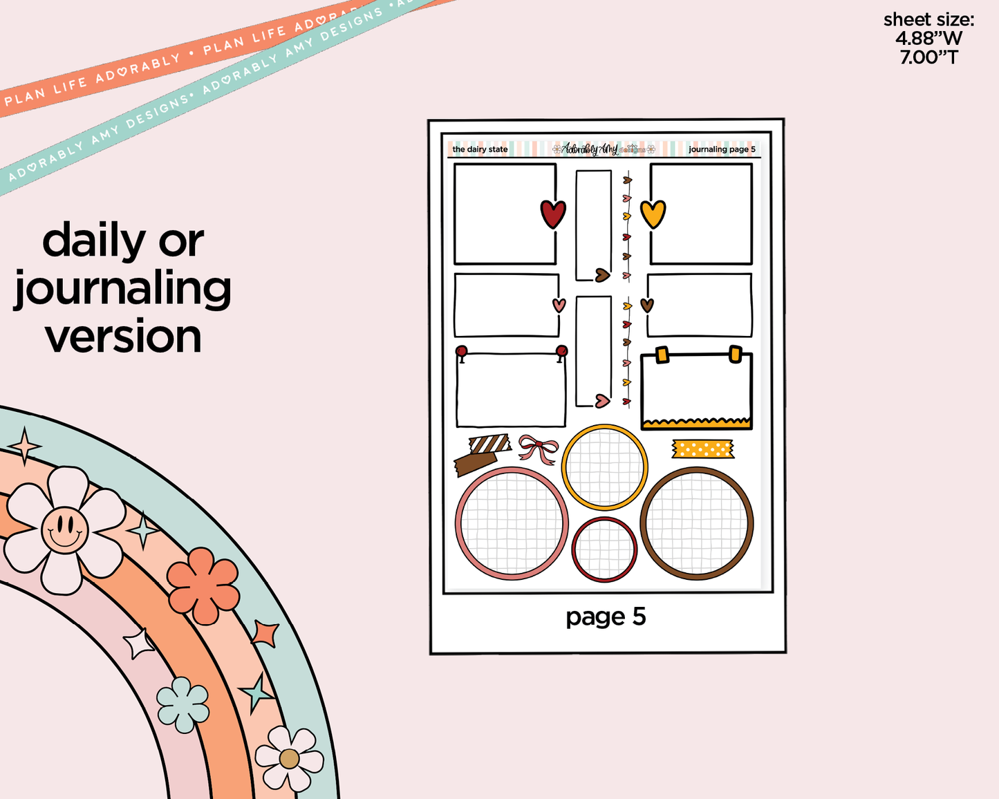 Journaling and Daily Planning States Collection - The Dairy State Wisconsin Planner Sticker Kit - Adorably Amy Designs