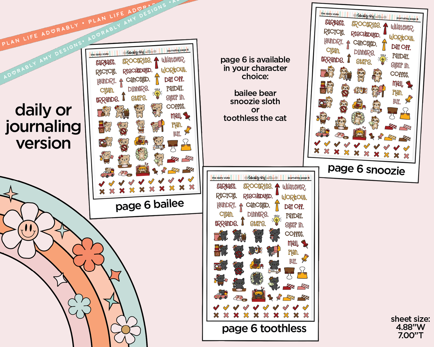 Journaling and Daily Planning States Collection - The Dairy State Wisconsin Planner Sticker Kit - Adorably Amy Designs