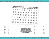 Foiled Tiny Text Series - Date Numbers Checklist Size Planner Stickers for any Planner or Insert