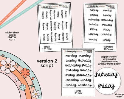 Days of the Week 2025 Planner Stickers for any Planner or Insert