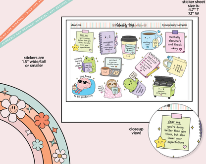 Dear Me Self Love Deco Typography Sampler Planner Stickers