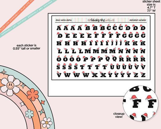 Dear Santa Alphabet Stickers Deco Typography Sampler Planner Stickers - Adorably Amy Designs