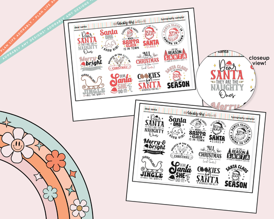 Dear Santa Deco Typography Sampler Planner Stickers - Adorably Amy Designs