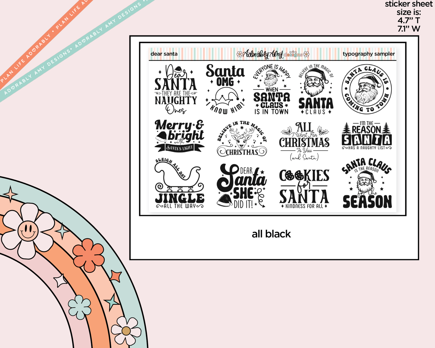 Dear Santa Deco Typography Sampler Planner Stickers