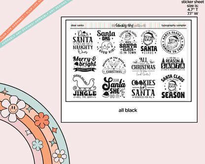 Dear Santa Deco Typography Sampler Planner Stickers