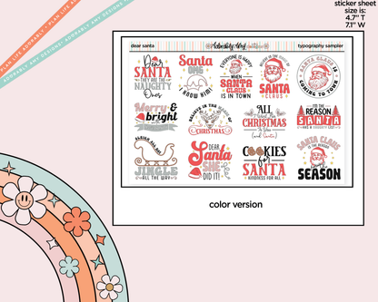 Dear Santa Deco Typography Sampler Planner Stickers