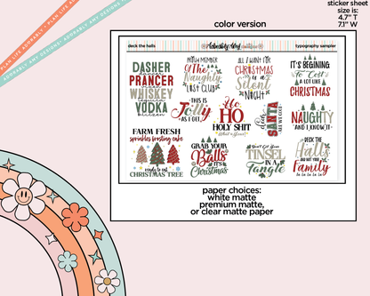 Deck the Halls Deco Typography Sampler Planner Stickers