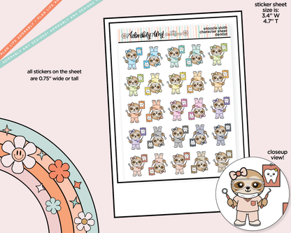 Snoozie Sloth Go to the Dentist Decoration Character Planner Stickers