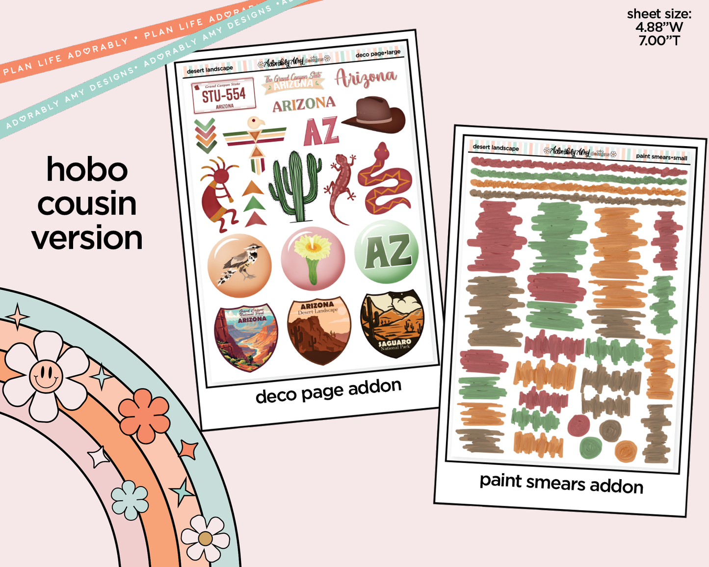 Hobonichi Cousin Weekly States Collection -Arizona Desert Landscape Planner Sticker Kit for Hobo Cousin or Similar Planners