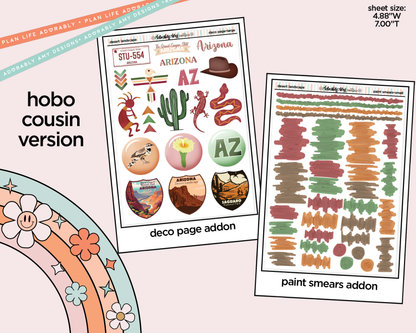 Hobonichi Cousin Weekly States Collection -Arizona Desert Landscape Planner Sticker Kit for Hobo Cousin or Similar Planners