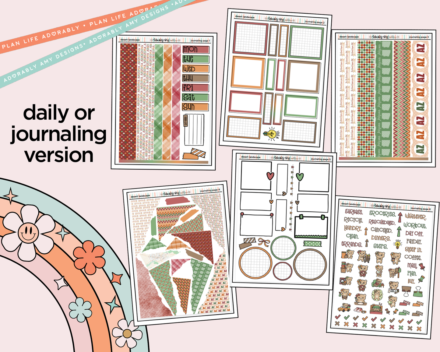 Journaling and Daily Planning States Collection -Arizona Desert Landscape Planner Sticker Kit