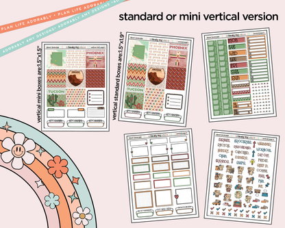 Vertical States Collection -Arizona Desert Landscape Sticker Kit for Vertical Standard Size Planners or Insert