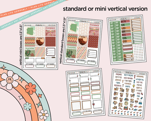 Vertical States Collection -Arizona Desert Landscape Sticker Kit for Vertical Standard Size Planners or Insert