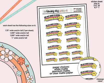 Did Not Need to Know Sampler Planner Stickers for any Planner or Insert