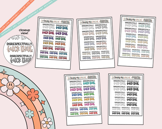 Rainbow or Black Disrespectfully, Fuck That Typography Planner Stickers - Adorably Amy Designs