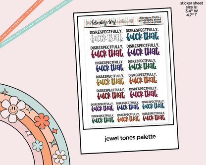 Rainbow or Black Disrespectfully, Fuck That Typography Planner Stickers - Adorably Amy Designs