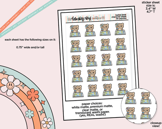 Bailee Bear Do Puzzles Decoration Character Planner Stickers