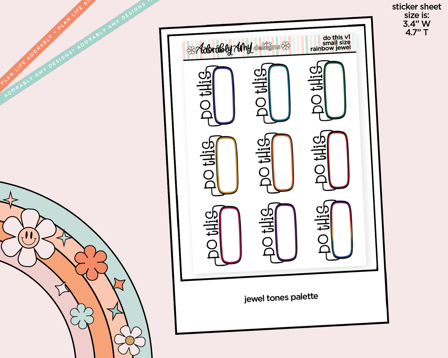 Rainbow Do This Boxes Small Size Planner Stickers