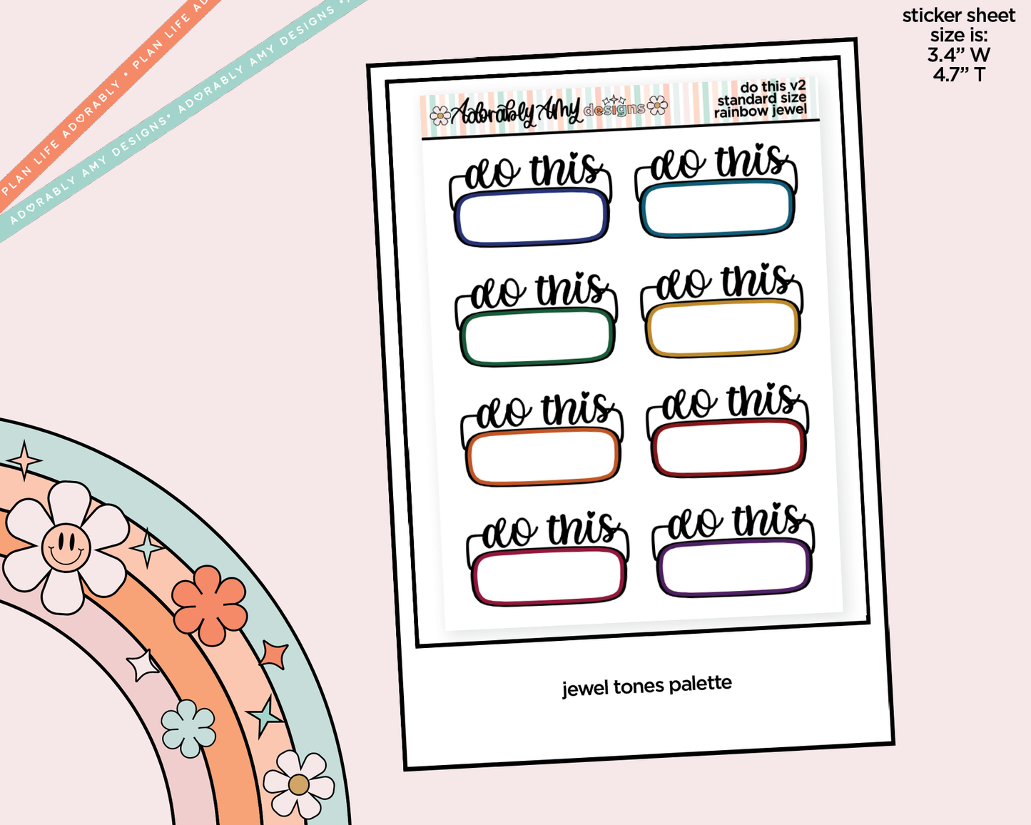 Rainbow Do This Boxes Small Size Planner Stickers