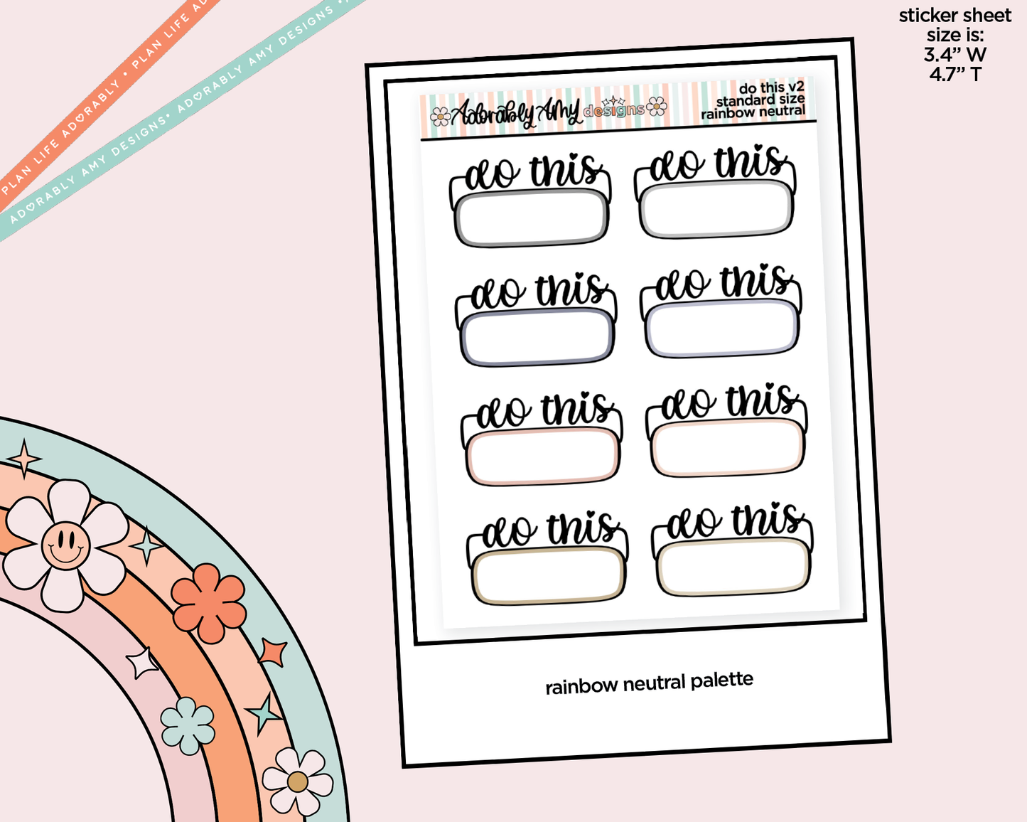 Rainbow Do This Boxes Small Size Planner Stickers