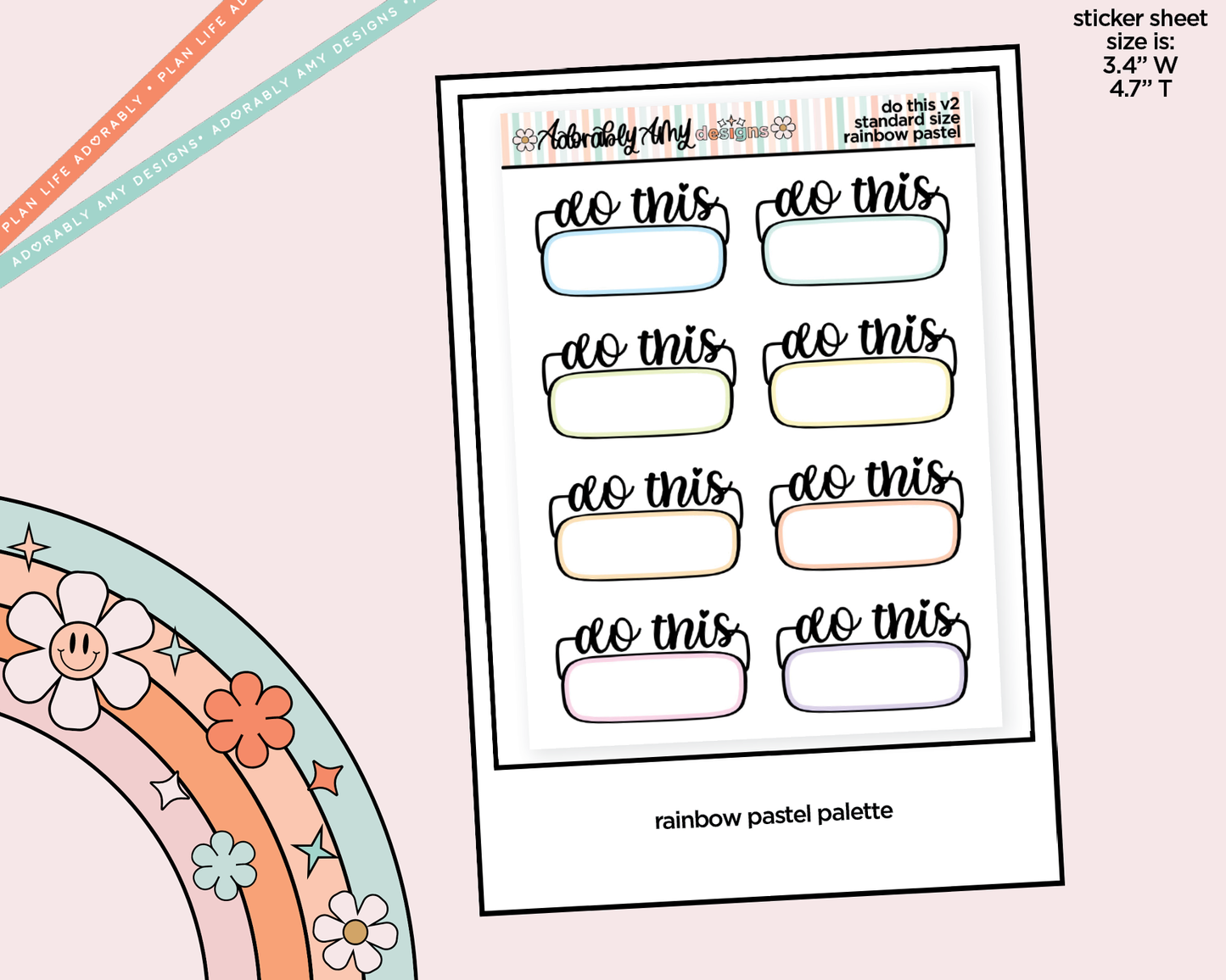 Rainbow Do This Boxes Small Size Planner Stickers