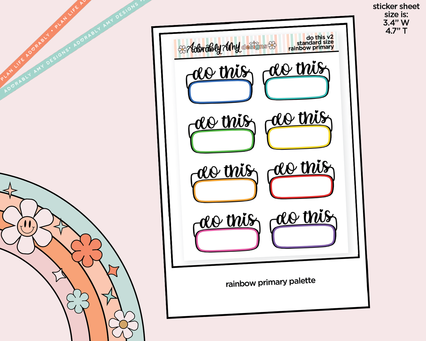 Rainbow Do This Boxes Small Size Planner Stickers