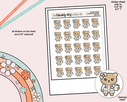 Bailee Bear Doctor - Go to the Doctor Decoration Character Planner Stickers - Adorably Amy Designs