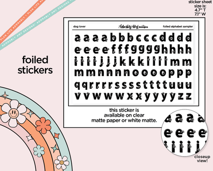 Foiled Dog Lover Alphabet Stickers Deco Typography Sampler Planner Stickers