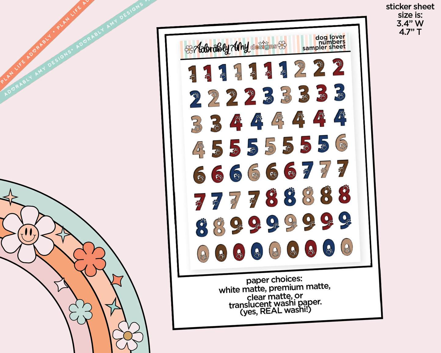 Dog Lover Number Stickers Deco Typography Sampler Planner Stickers
