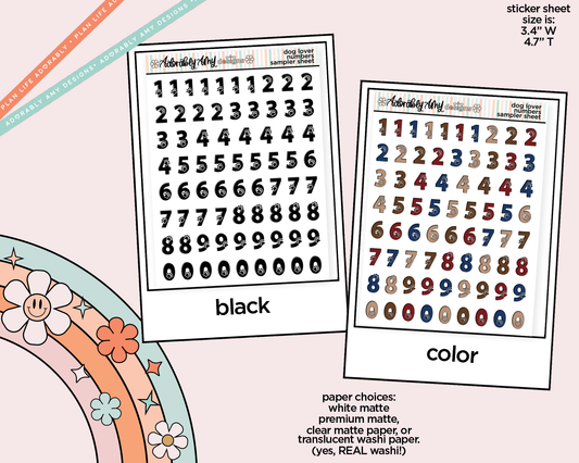 Dog Lover Number Stickers Deco Typography Sampler Planner Stickers
