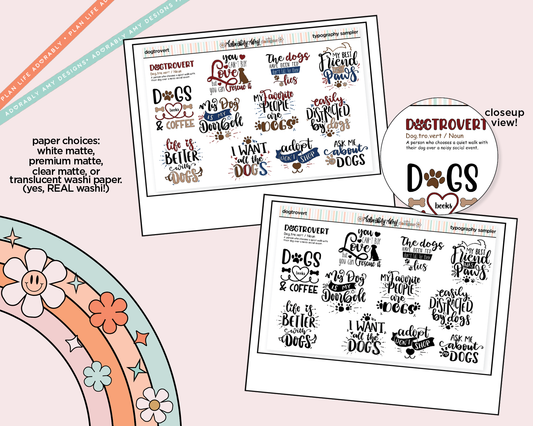 Dogtrovert Deco Typography Sampler Planner Stickers