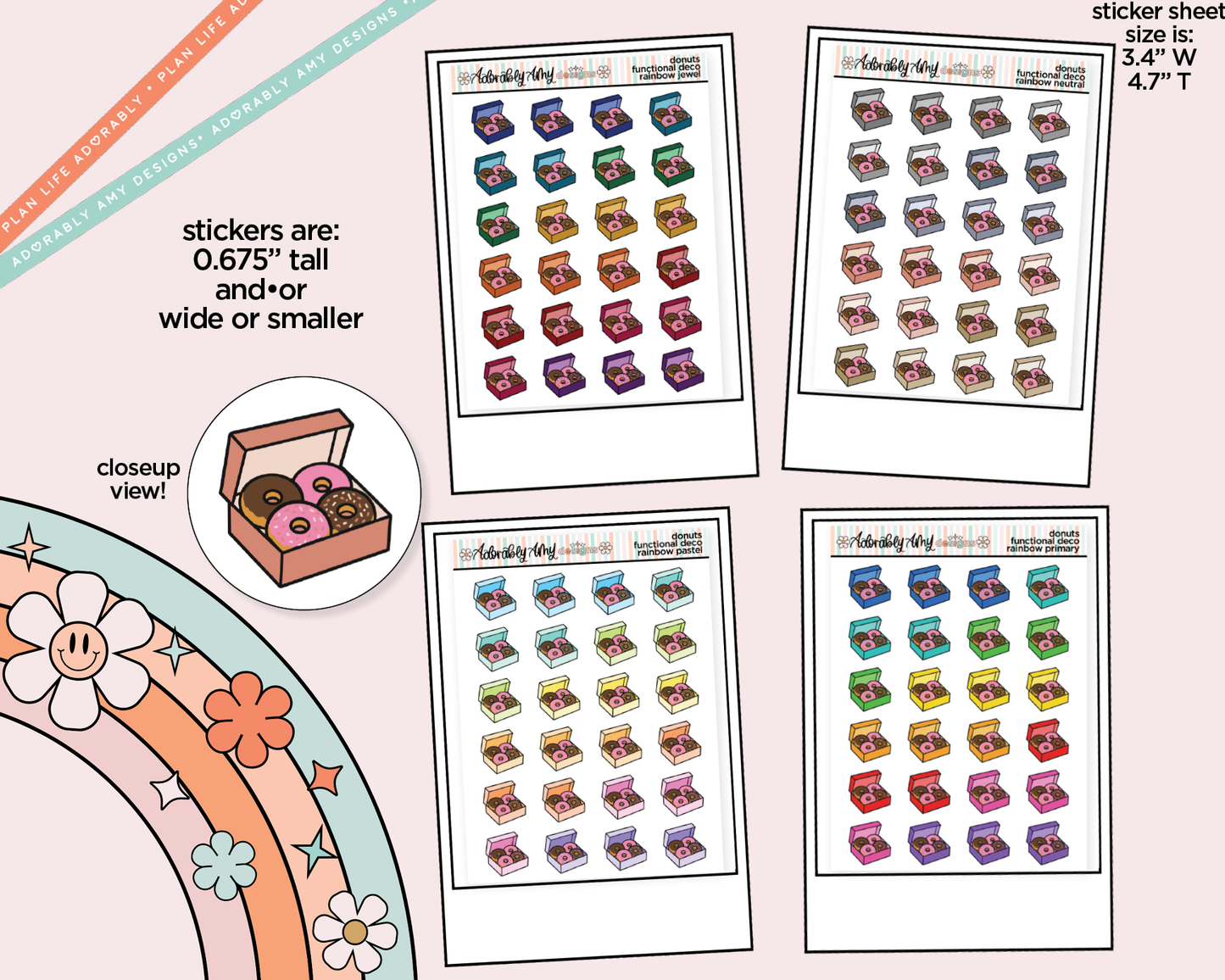 Rainbow Donuts Doodled Icon Stickers