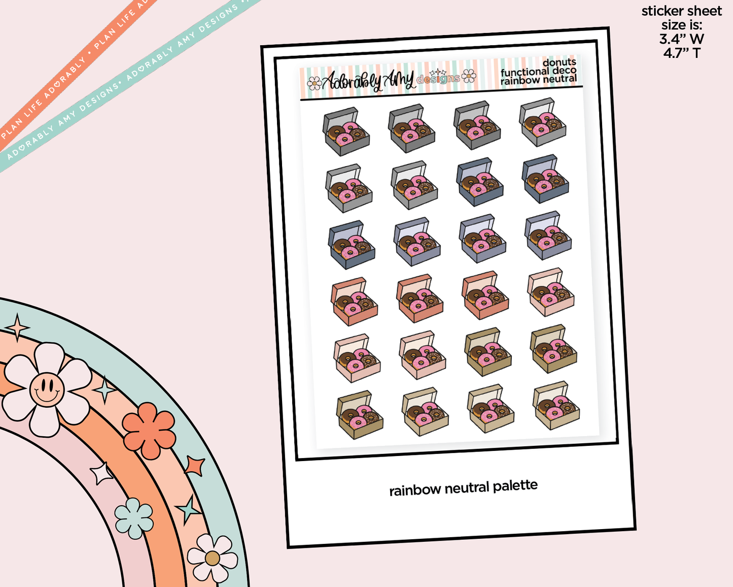 Rainbow Donuts Doodled Icon Stickers