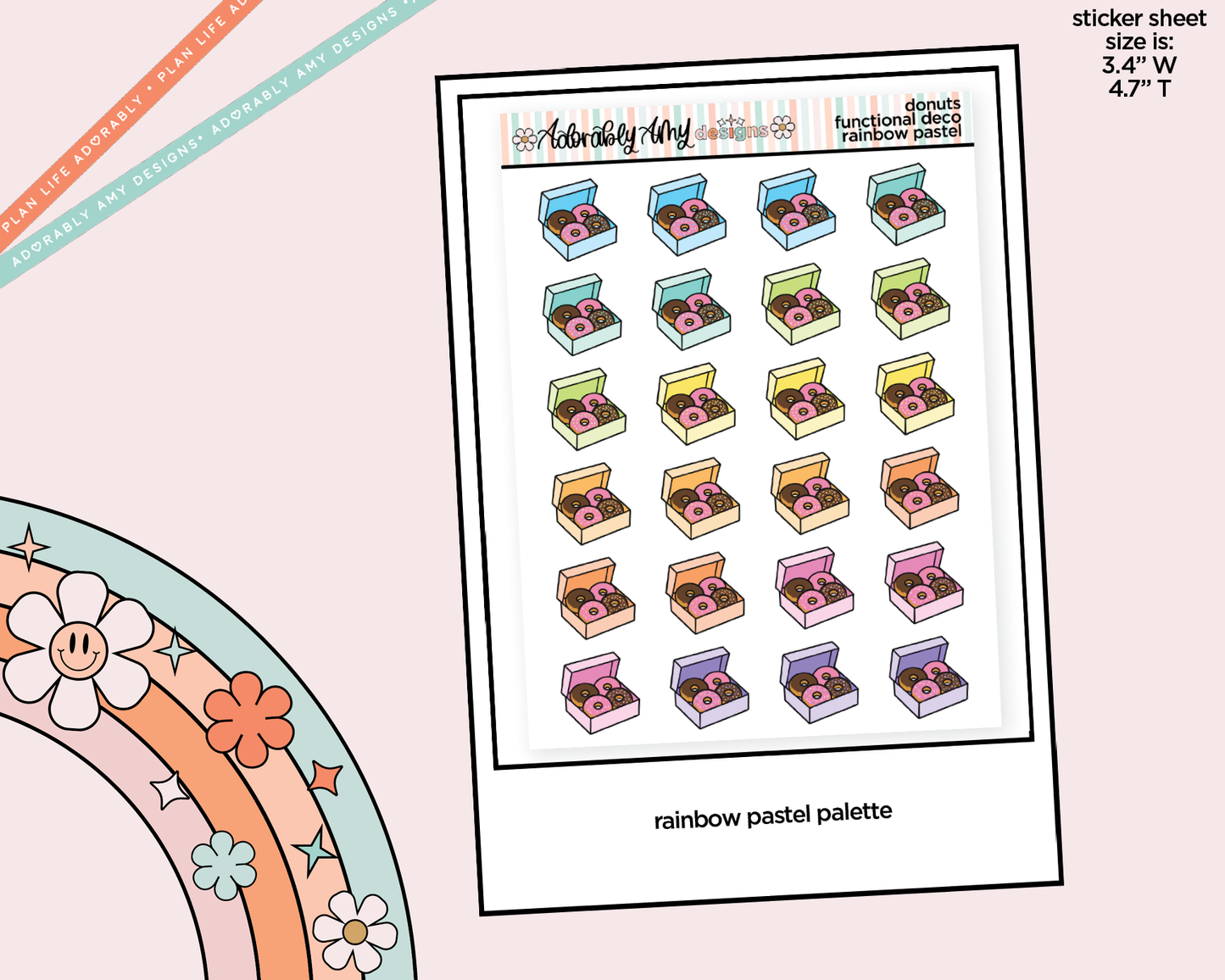 Rainbow Donuts Doodled Icon Stickers