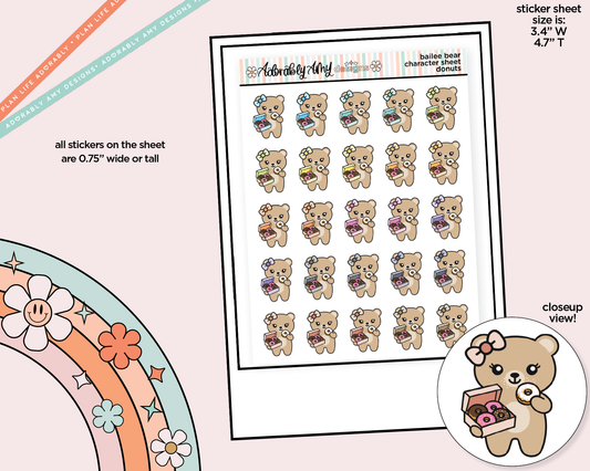 Bailee Bear Donuts Decoration Character Planner Stickers