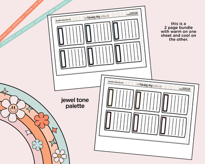 Rainbow Doodle Lined Boxes Large/Jumbo Size Planner Stickers - Adorably Amy Designs