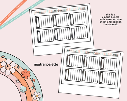 Rainbow Doodle Lined Boxes Large/Jumbo Size Planner Stickers - Adorably Amy Designs