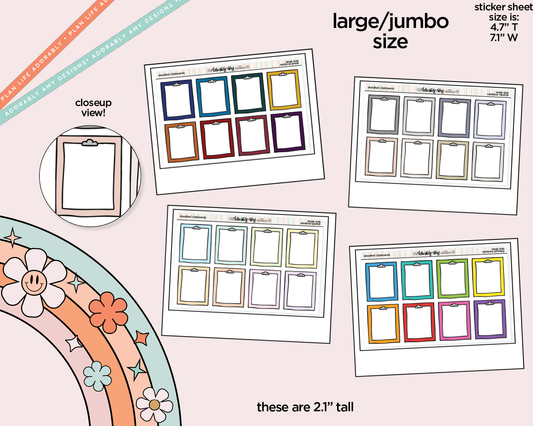 Rainbow Doodled Clipboard Boxes Large/Jumbo Size Stickers