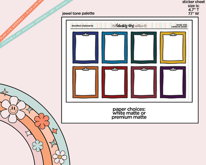 Rainbow Doodled Clipboard Boxes Large/Jumbo Size Stickers