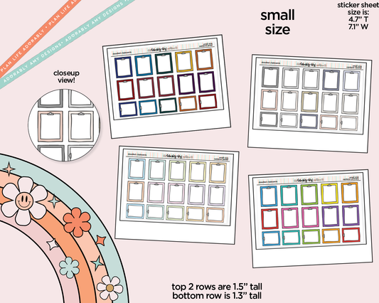 Rainbow Doodled Clipboards Small Size Planner Stickers