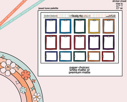 Rainbow Doodled Clipboards Small Size Planner Stickers