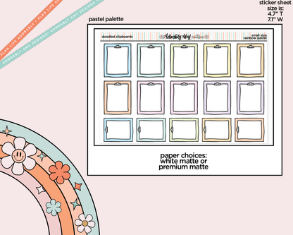 Rainbow Doodled Clipboards Small Size Planner Stickers