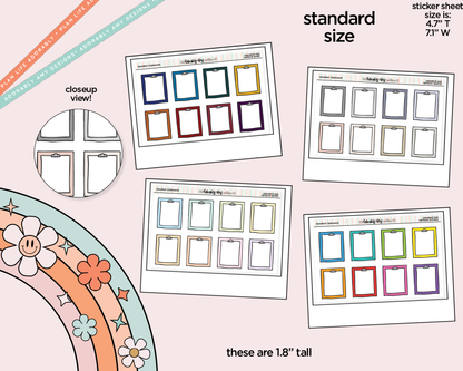 Rainbow Doodled Clipboards Standard Size Stickers