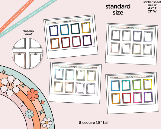 Rainbow Doodled Clipboards Standard Size Stickers