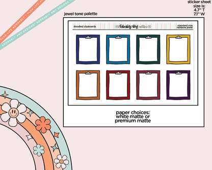 Rainbow Doodled Clipboards Standard Size Stickers