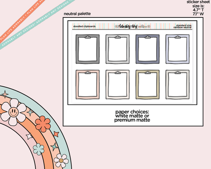 Rainbow Doodled Clipboards Standard Size Stickers
