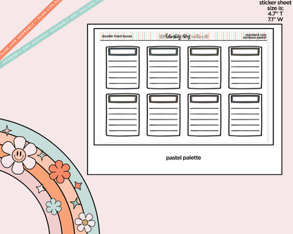Rainbow Doodle Lined Boxes Standard Size Planner Stickers - Adorably Amy Designs