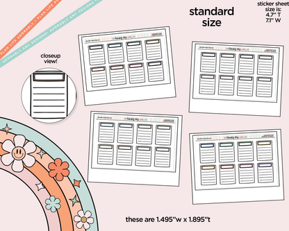 Rainbow Doodle Lined Boxes Standard Size Planner Stickers - Adorably Amy Designs